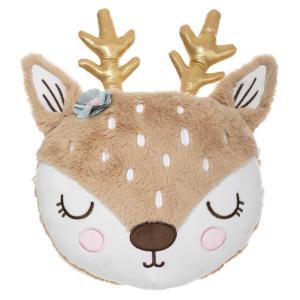 Coussin enfant tête de biche polyester naturel Ø30 cm