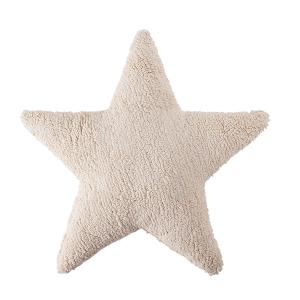 Coussin étoile en coton beige 54x54