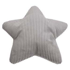 Coussin étoile velours cotelé gris env. 55 cm