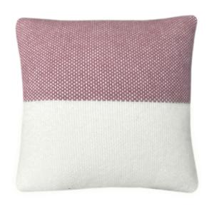 Coussin Festivité en laine carré rose aube 45x45