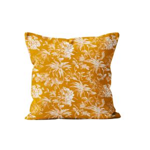 Coussin floral coton bronze 45x45cm