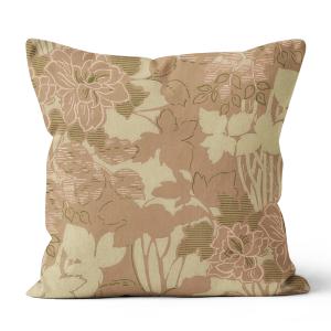 Coussin floral polyester beige 40x40cm