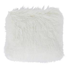 Coussin imitation fourrure de Mongolie blanche 45x45