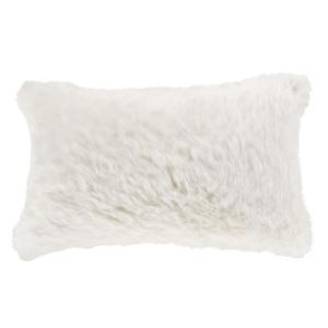 Coussin imitation fourrure écrue 50x30