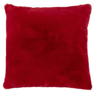 Coussin imitation fourrure rouge 45x45