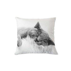 Coussin imprimé chat noir et blanc 30 x 50 cm