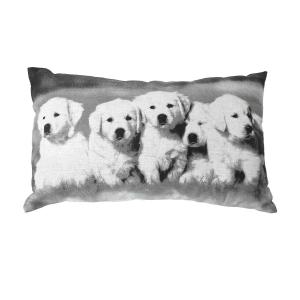 Coussin imprimé chiens noir et blanc 30 x 50 cm