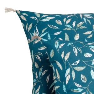 Coussin imprimé en coton Indigo, kaki 45x45cm