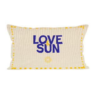 Coussin imprimé motif love&sun polyester bleu 40x67cm