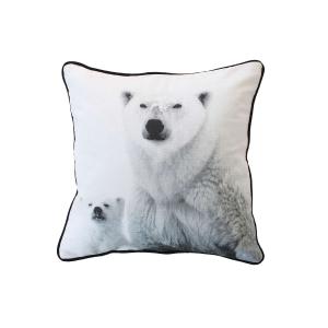 Coussin imprimé ours blanc 40 x 40 cm