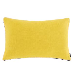 Coussin jaune et bord tissé 60x40