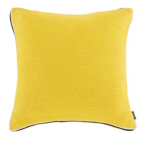 Coussin jaune et bordures tissées 45x45