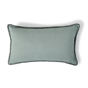 Coussin lin lavé céladon & noir 50x30