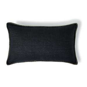 Coussin lin lavé fusain / sable 50x30