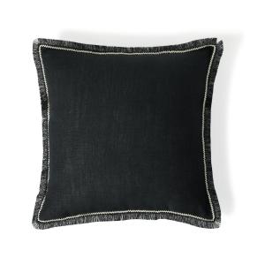 Coussin lin lavé fusain / sable 50x50