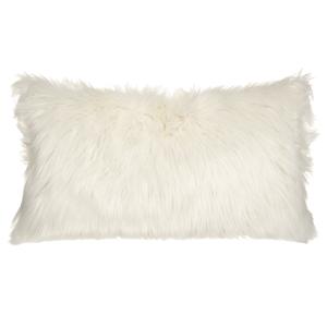 Coussin long en imitation fourrure ivoire 75x35 cm