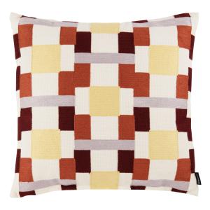 Coussin motif géométrique brodé multicolore 45x45