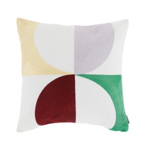 Coussin motif géométrique multicolore brodé 45x45