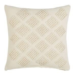 Coussin motifs à bouclettes écrues 45x45