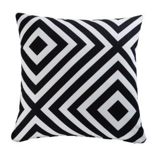 Coussin motifs graphiques noirs et écrus 45x45