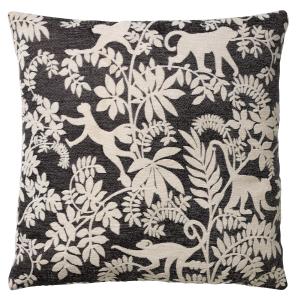 Coussin - noir en coton 45x45 cm avec motif fleuri