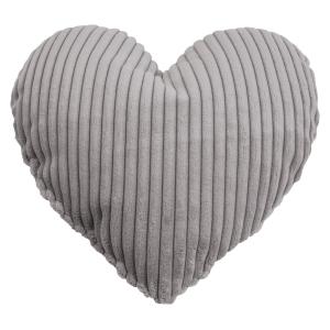 Coussin petit cœur velours cotelé gris env. 32 cm