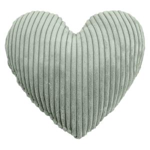 Coussin petit cœur velours cotelé vert sauge env. 32 cm