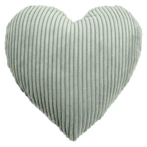 Coussin petit cœur velours cotelé vert sauge env. 43 cm