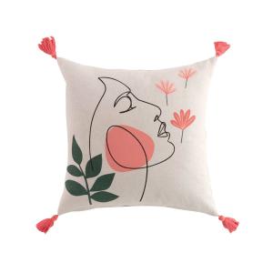Coussin pompons coton 45x45cm