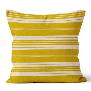 Coussin rayures polyester jaune 40x40cm