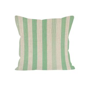 Coussin rayures polyester vert 40x40cm