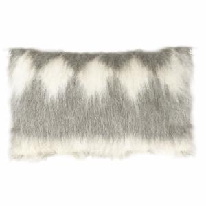 Coussin rectangle losange en laine gris 40x70