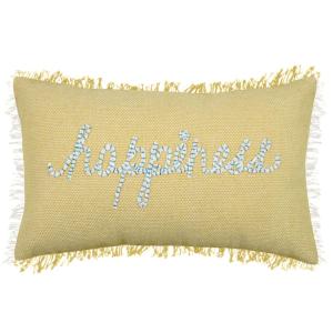 Coussin rectangulaire happiness coton/polyester jaune 30x50…