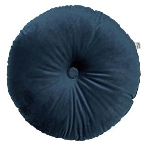 Coussin rond bleu en velours 40 cm rond uni