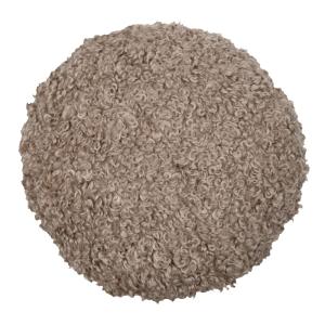 Coussin rond bouclette doudou polyester taupe 40 x 40