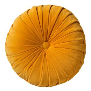 Coussin rond jaune en velours Ø40 cm uni