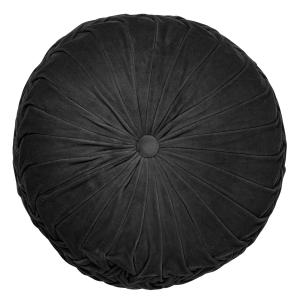 Coussin rond noir en velours Ø40 cm uni