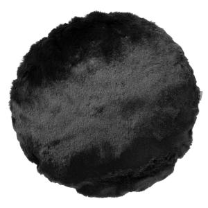 Coussin rond Noir fausse fourrure Ø45 cm Couleur unie