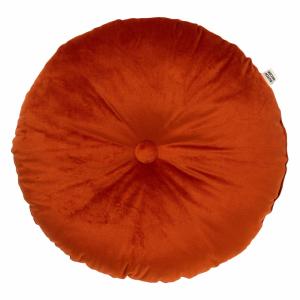 Coussin rond Orange en velours Ø40 cm Couleur unie