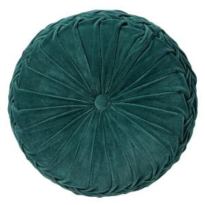 Coussin rond vert en velours Ø40 cm uni