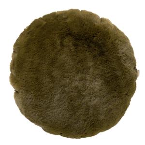 Coussin rond vert fausse fourrure Ø45 cm uni