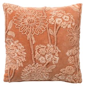 Coussin rose en coton 45x45 cm avec motif fleuri