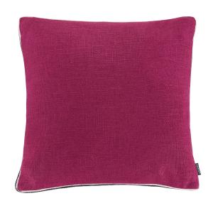 Coussin rose fuschia et bord tissé 45x45