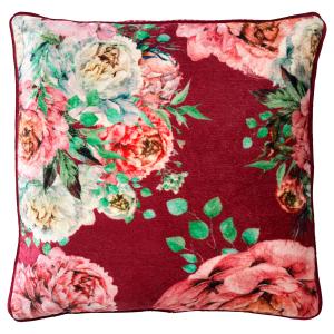 Coussin rouge   45x45 cm  avec motif fleuri