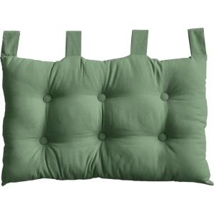 Coussin tête de lit en coton et pattes boutonnées vert 70x4…