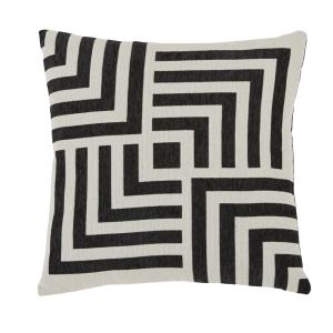 Coussin tissé jacquard en polyester recyclé noir écru 45x45…