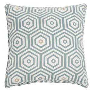 Coussin tissé jacquard motifs graphiques bleus et blancs 45…