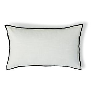 Coussin toile de coton blanc / noir 50x30