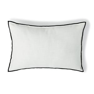 Coussin toile de coton blanc / noir 60x40