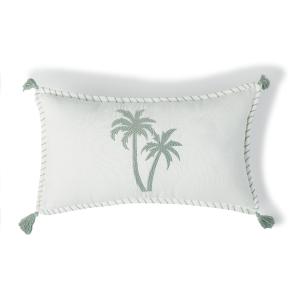 Coussin toile de coton bleu glacier 50x30